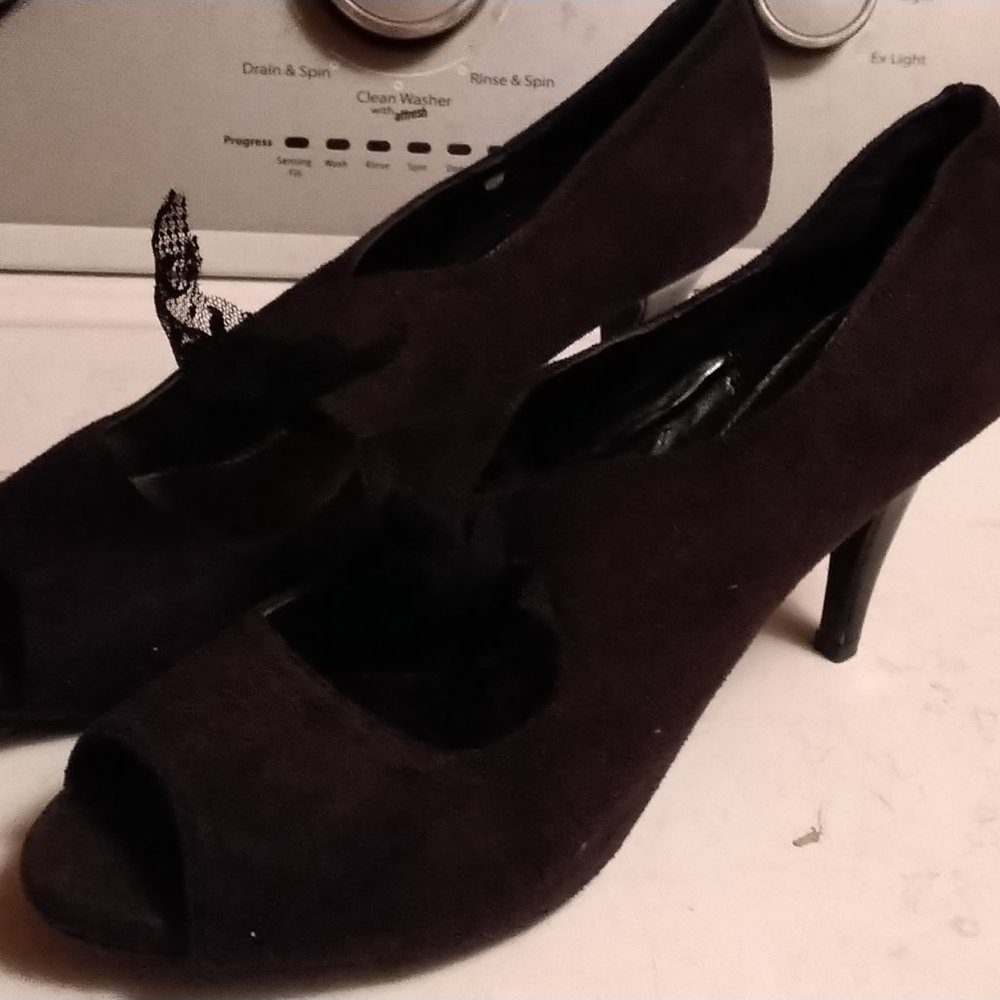 Fioni Black Open Toe High Heel Pumps Size 13m